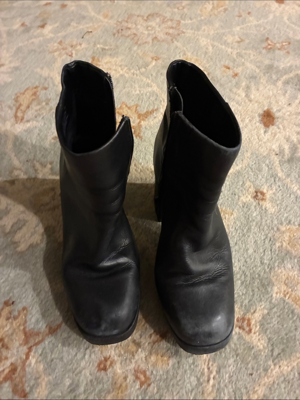 Steve Madden Black Leather Ankle Booties with Side Zip